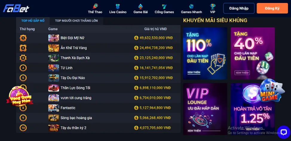 Minh họa các tính năng và trò chơi sao789 login